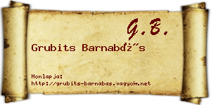Grubits Barnabás névjegykártya
